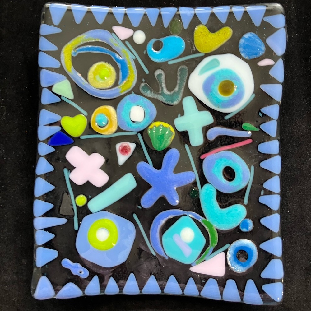 Mermaid Life”Fused Art Glass  Handmade Hanging Plaque 9”x7.5”Original Design